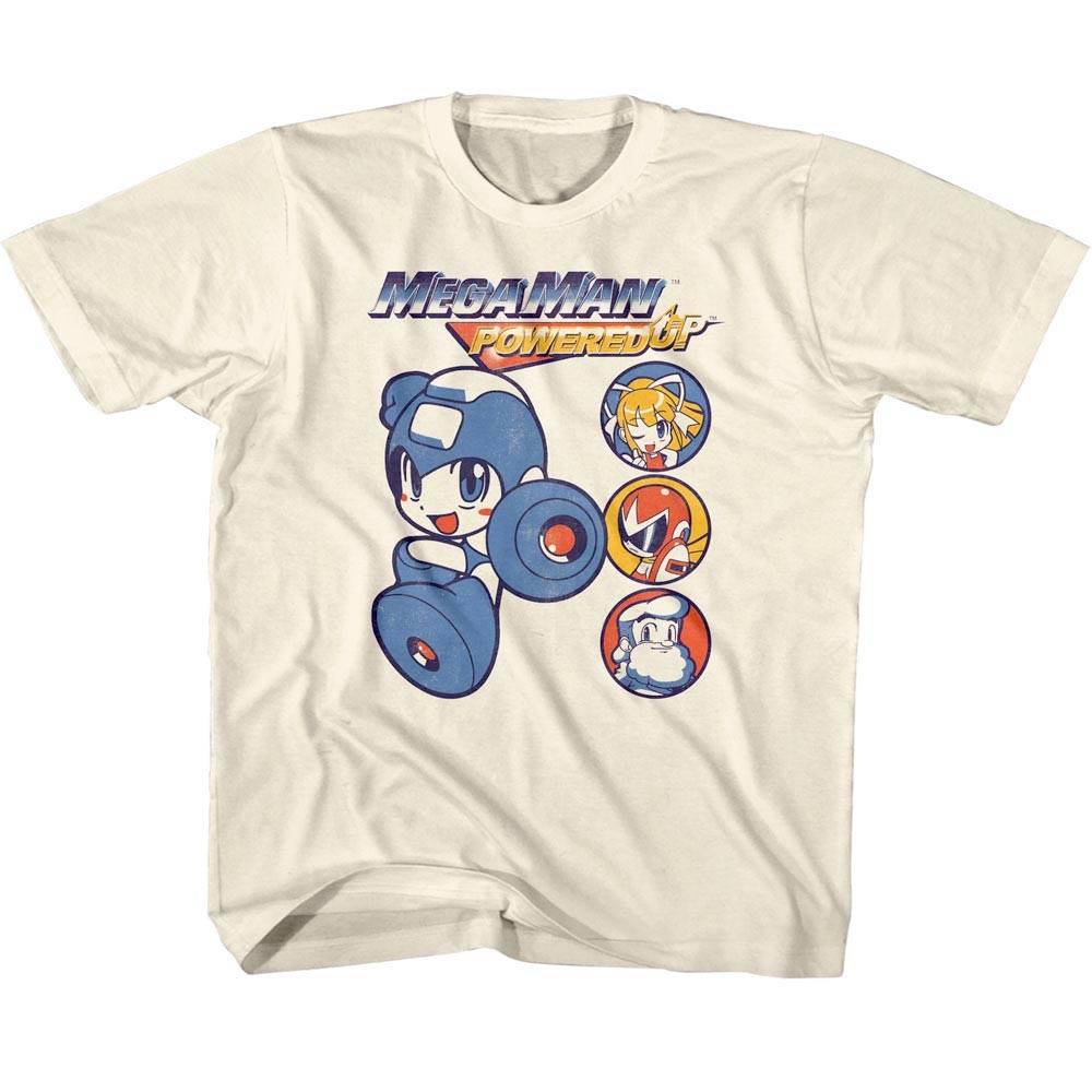 Megaman Powered Up Chibi Circles T-Shirt, Graphic Gaming Tees